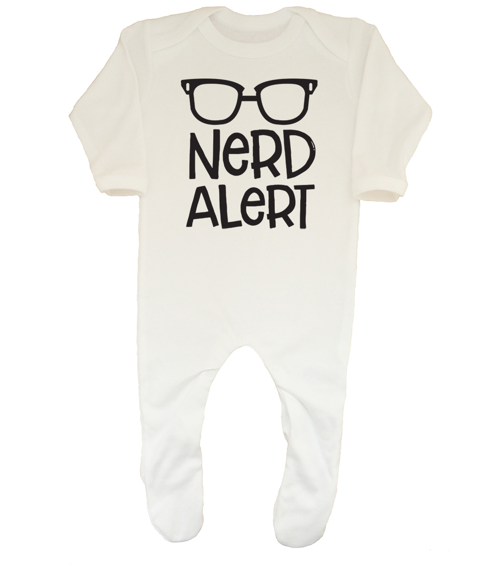 Nerd Alert Funny Geek Clever Smart Boys Girls Sleepsuit Romper