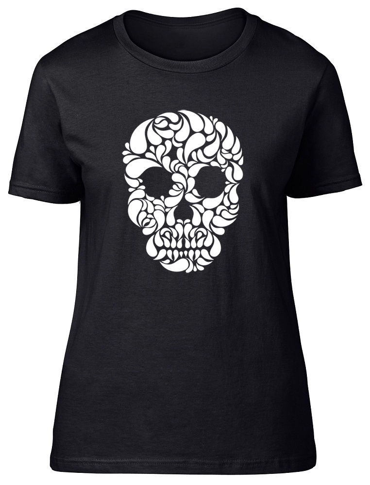 Skull Head Gothic Womens Ladies Fitted Short Sleeve Tee T-Shirt | eBay