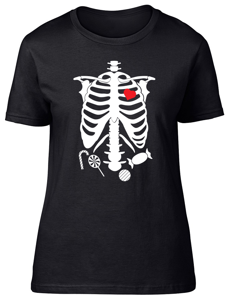 Halloween Skeleton Body Ladies Womens Fitted T-Shirt