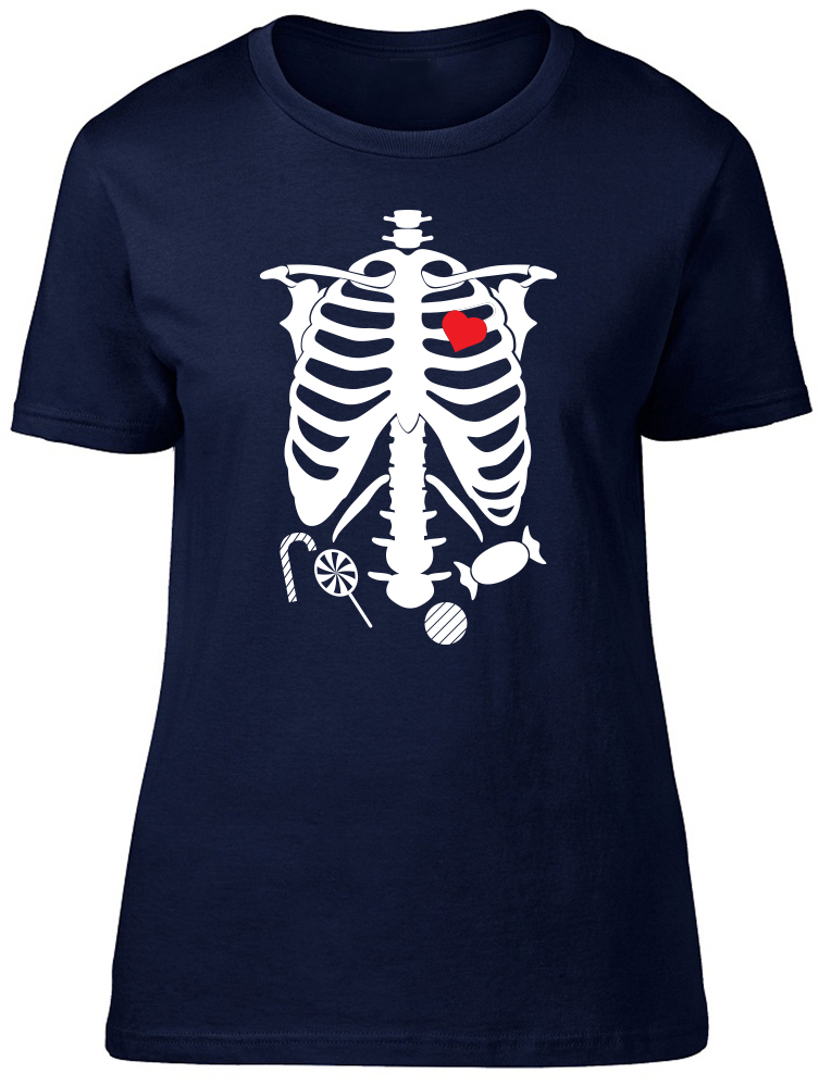 Halloween Skeleton Body Ladies Womens Fitted T-Shirt