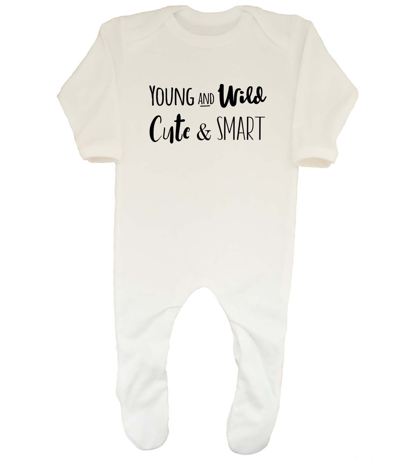 Young & Wild Cute and Smart Baby Grow Sleepsuit Boys Girls
