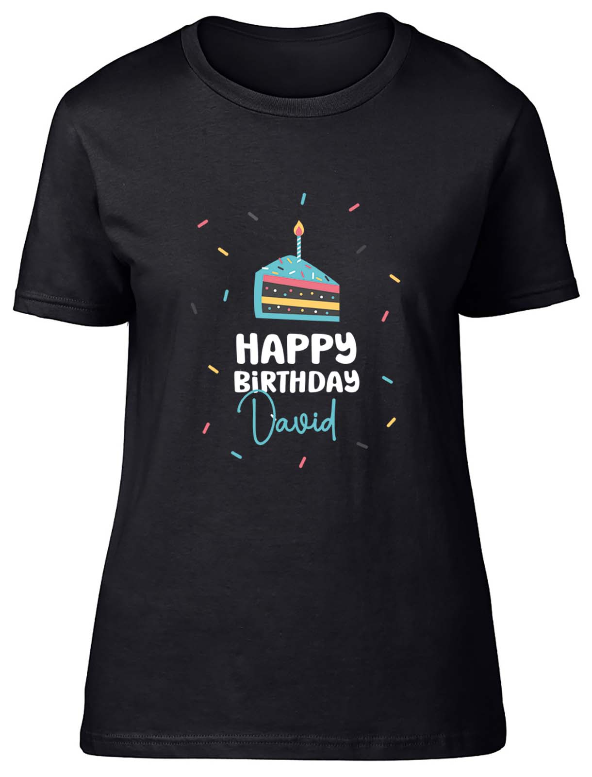 Personalised Happy Birthday Celebration In Blue Fitted Women Ladies T ...