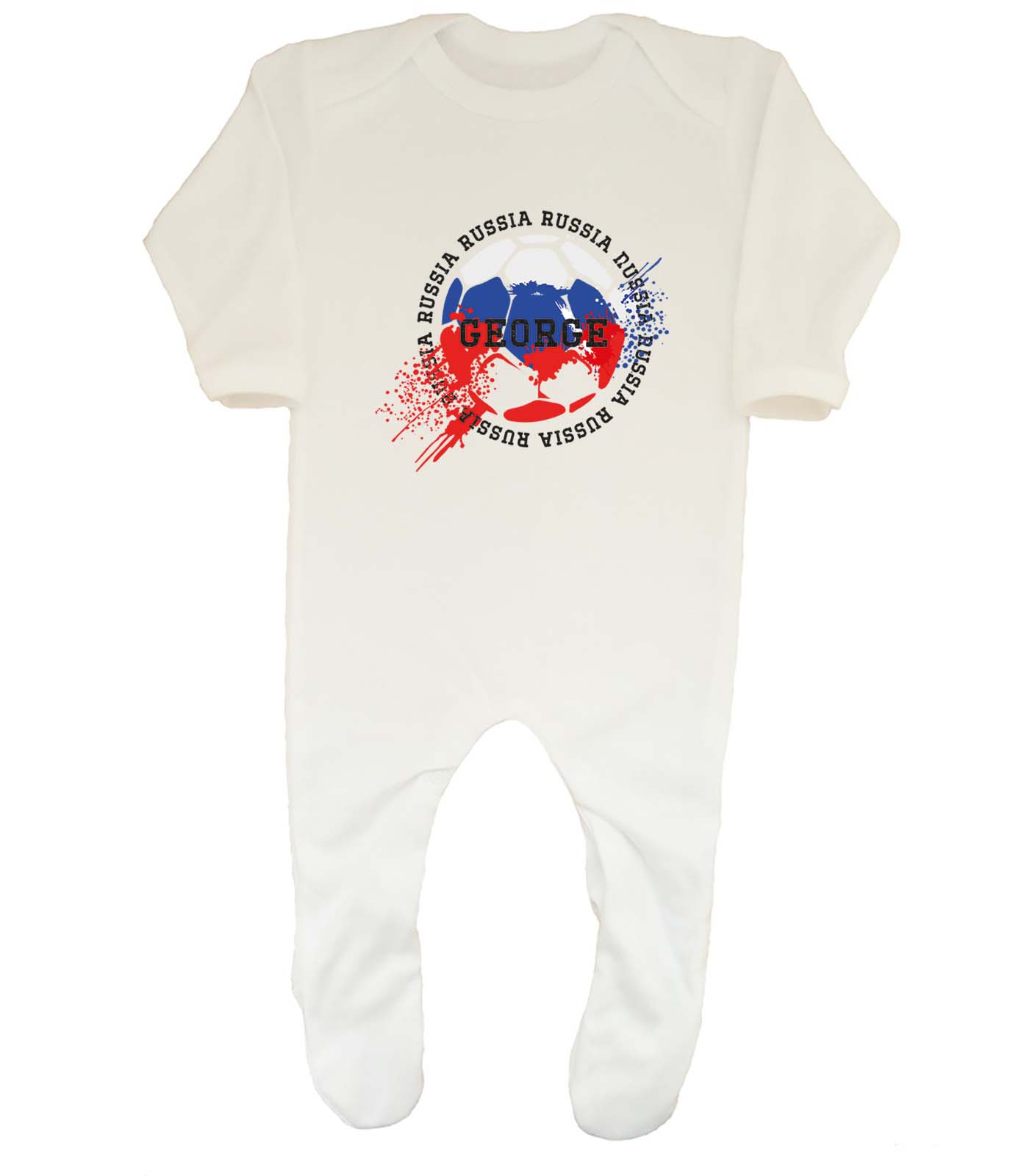 Personalised Russia Football Sports Baby Grow Sleepsuit Boys Girls Gift