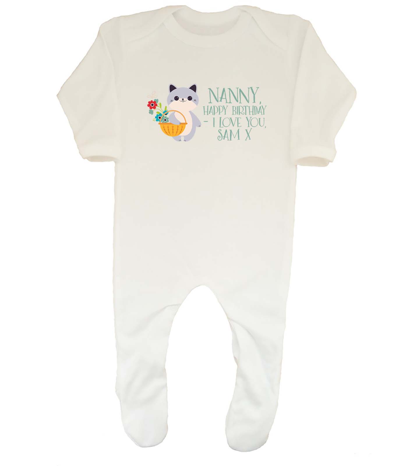 Personalised Happy Birthday I Love You Nanny Baby Grow Sleepsuit