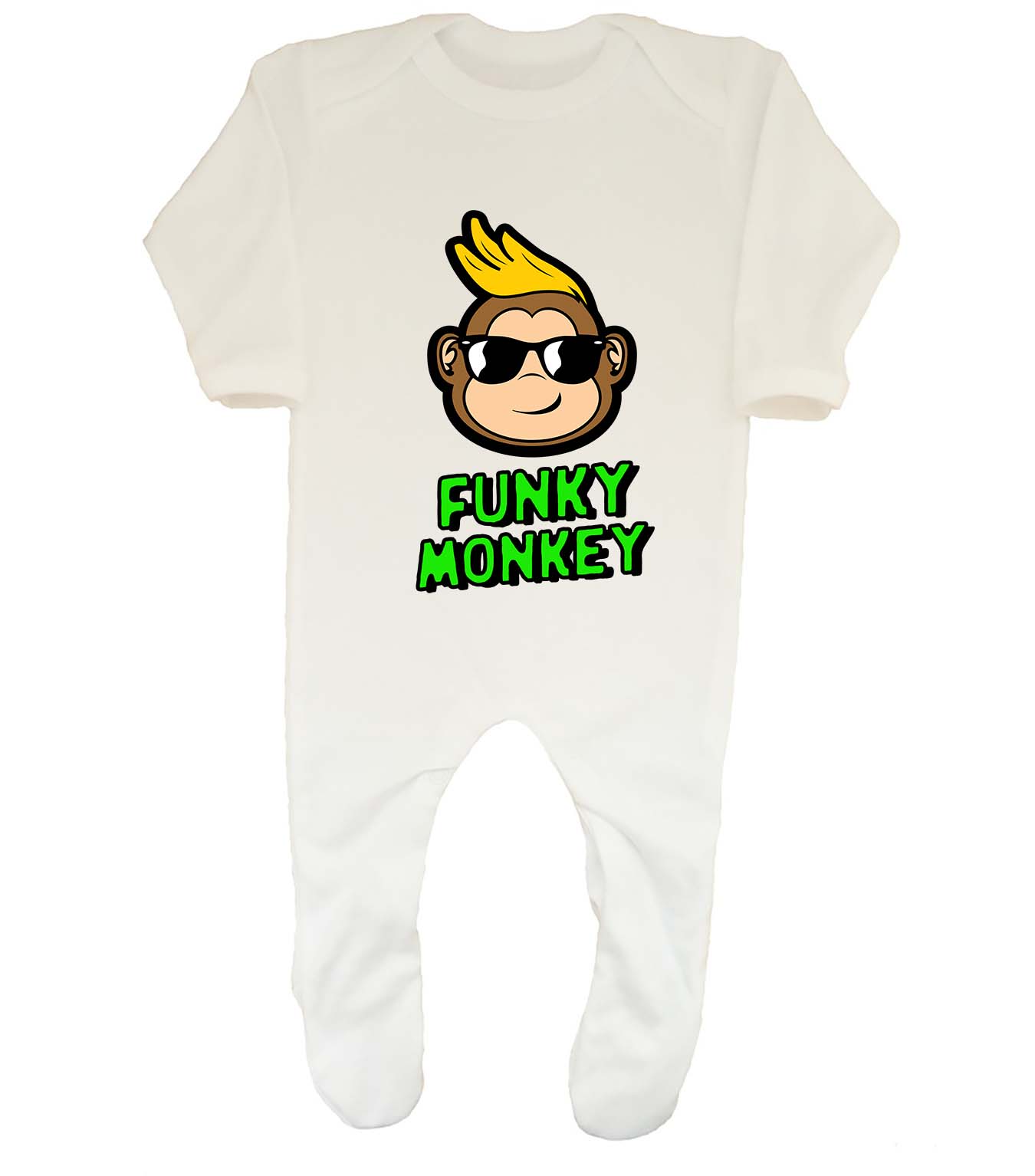 Funky Monkey - Green Baby Grow Sleepsuit Boys Girls