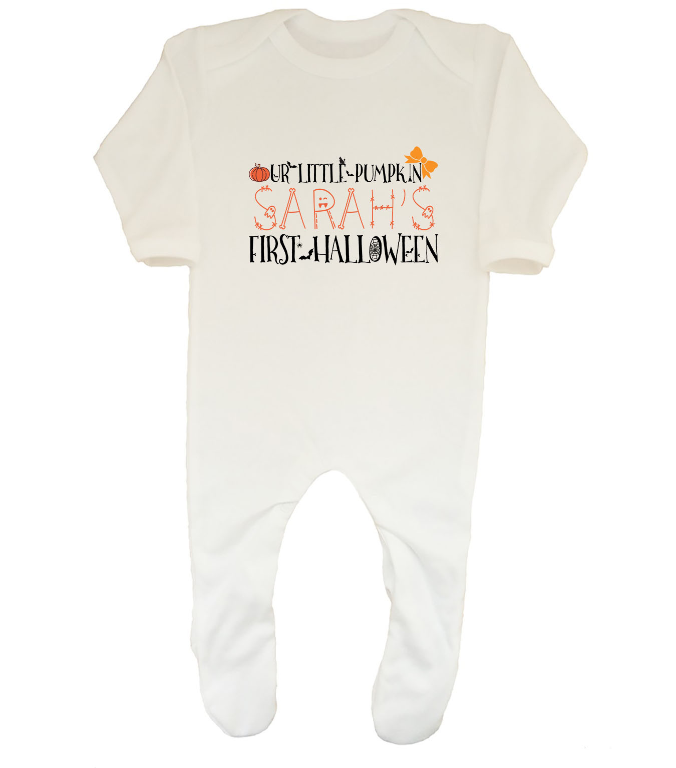 Personalised Our Little Pumpkin First Halloween Girl Baby Grow Sleepsuit