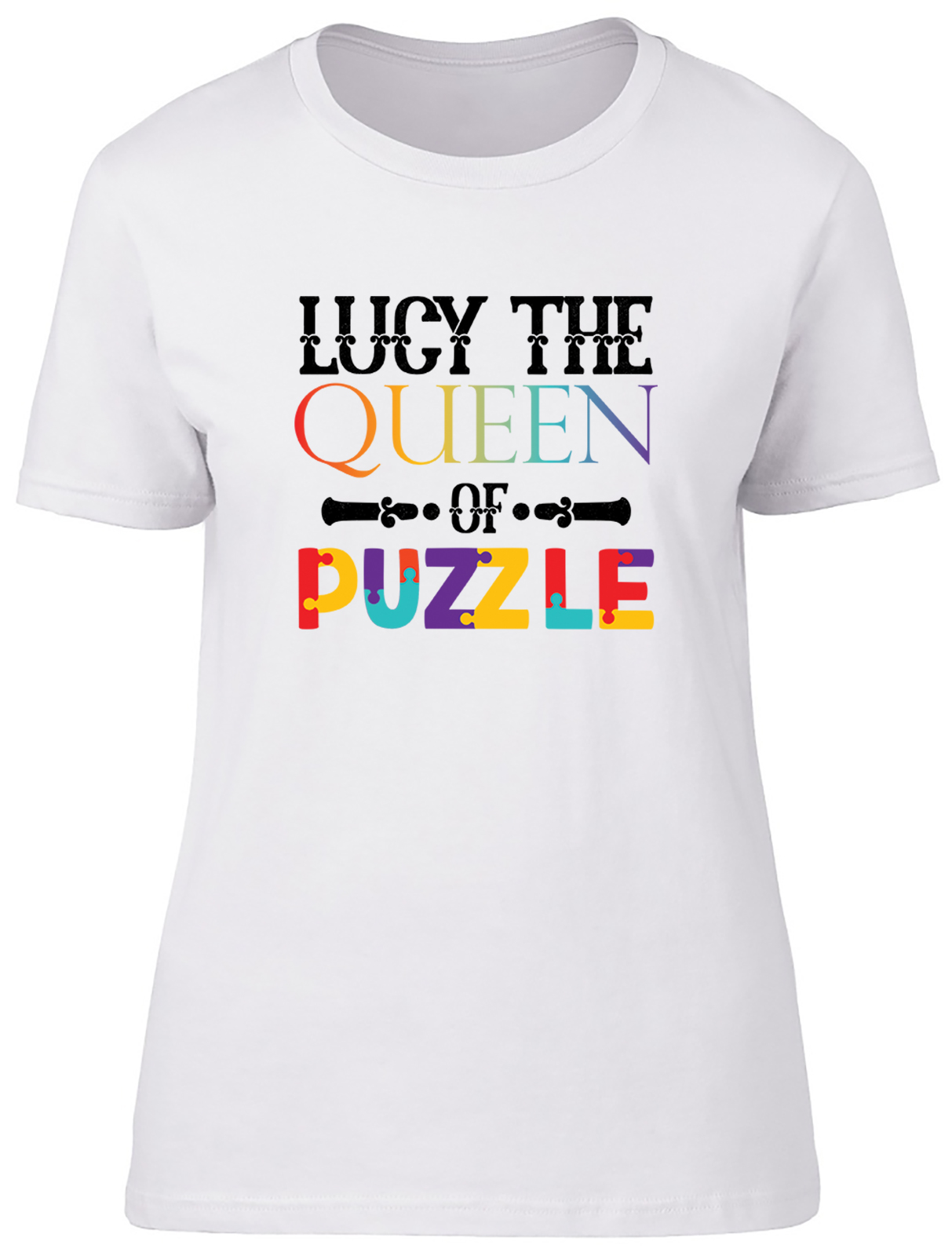 Personalised Queen Of Puzzle Fitted Womens Ladies T Shirt